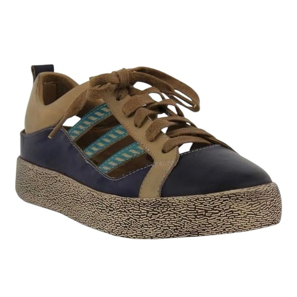 Spring Step L'Artiste Women's Tied Leather Porsche Sneaker Blue Size EU 40‎ US 9 - Picture 1 of 9